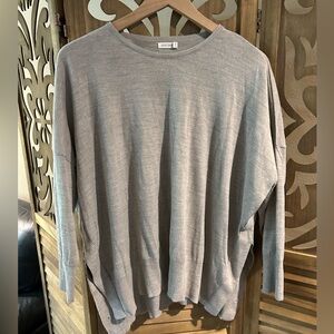 Mersea One Size Gray Pullover Side Slit Lightweight Sweater